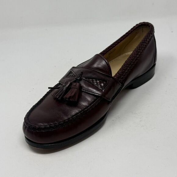 Allen Edmonds Maxfield Tassel Loafers Shoes Mens 11 D Burgundy Leather Woven